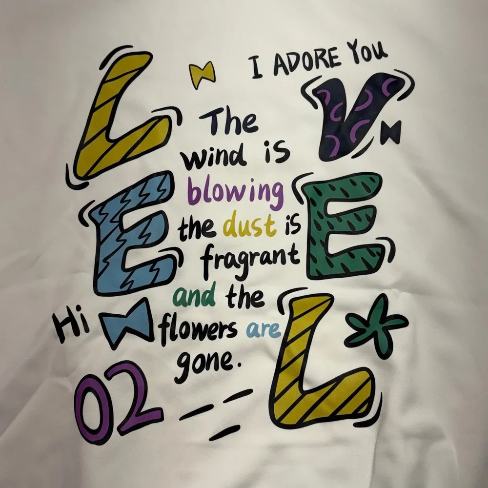 Level Graphic Hoodie Men‎ Size L White Excellent LOVE Print Pullover 444